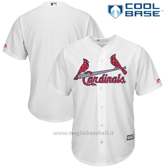 Maglia Baseball Uomo St. Louis Cardinals 2017 Estrellas y Rayas Bianco Cool Base